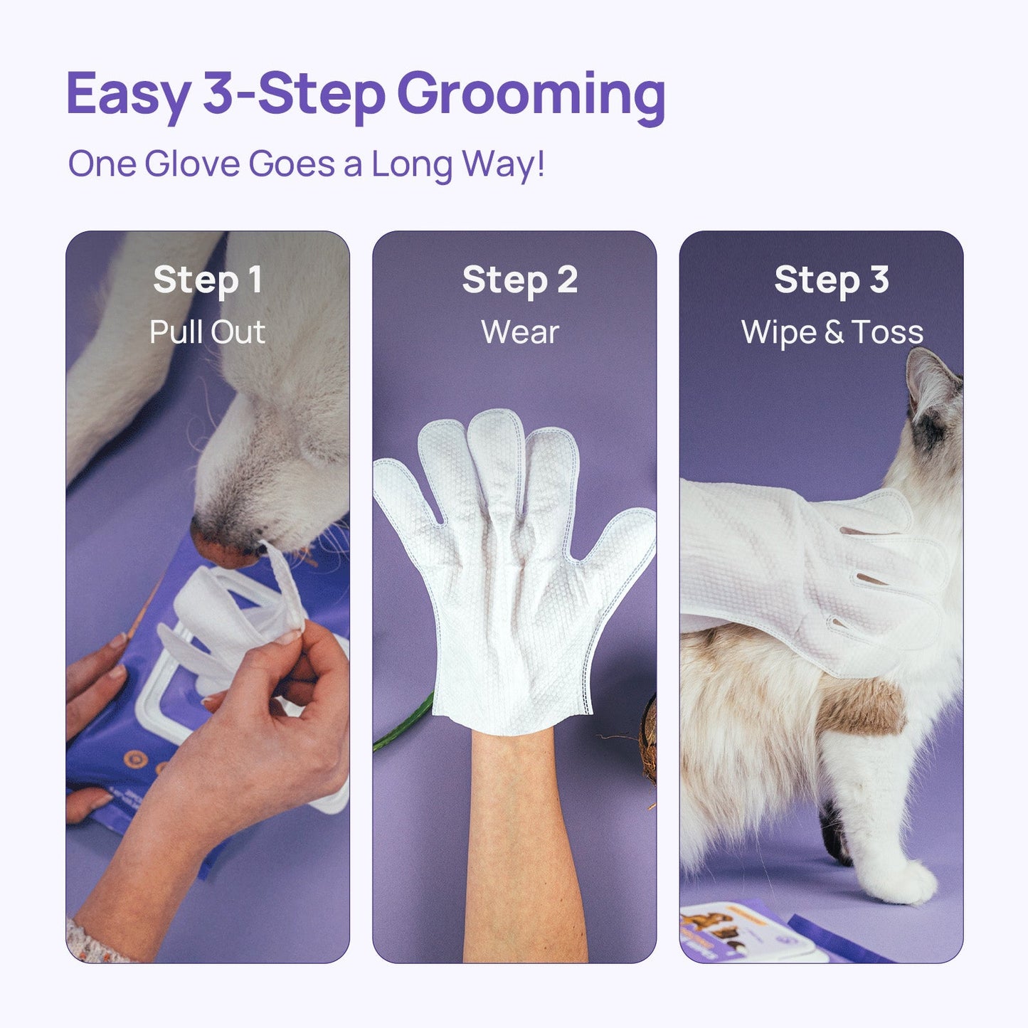 Deodorizing Glove Wipes for Dogs & Cats - Waterless Bath Alternative