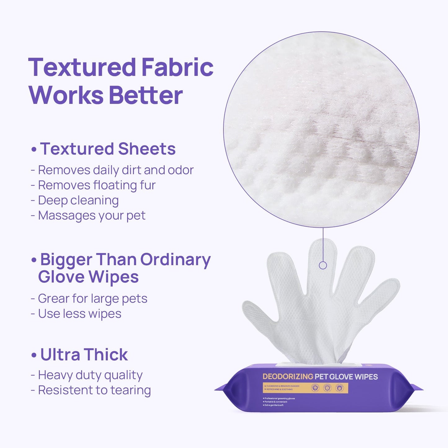 Deodorizing Glove Wipes for Dogs & Cats - Waterless Bath Alternative