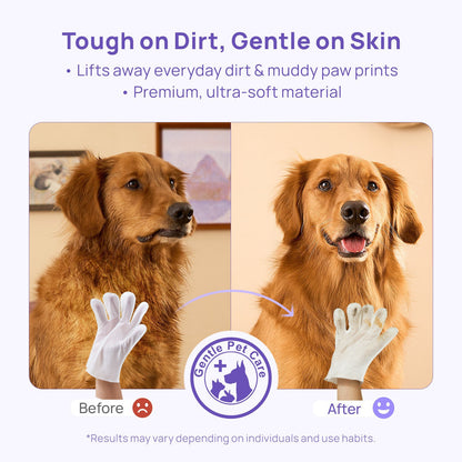 Deodorizing Glove Wipes for Dogs & Cats - Waterless Bath Alternative