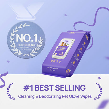 Deodorizing Glove Wipes for Dogs & Cats - Waterless Bath Alternative