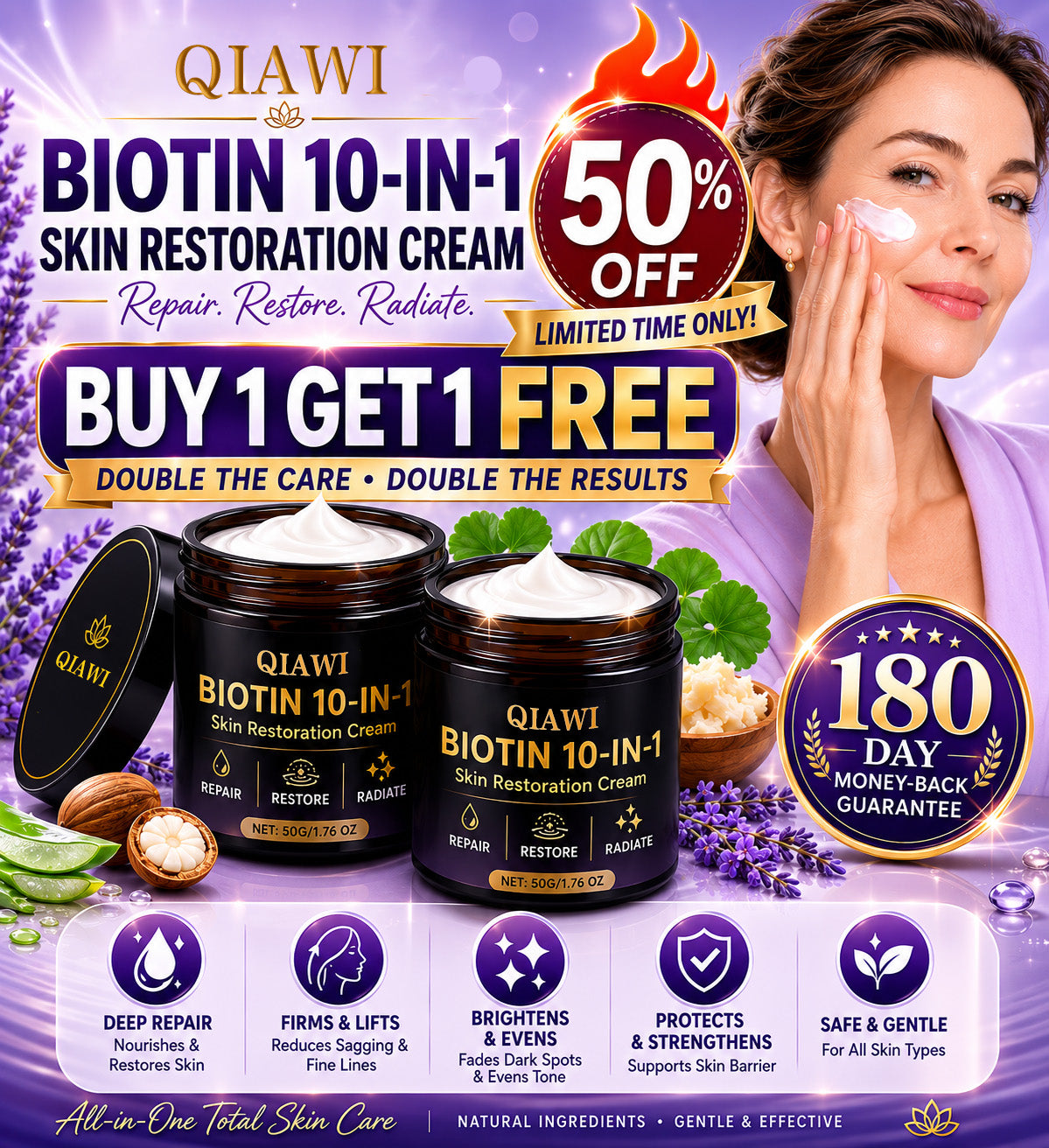 🔥Made and Shipped from USA🍁QIAWI® Biotin 10-in-1 Skin Restoration Cream - Last Day Promotion: 75% OFF